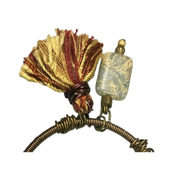 Handcrafted Wire Wrapped Tassel & Stone Keychain With Hook Closure - Picture 2 of 6